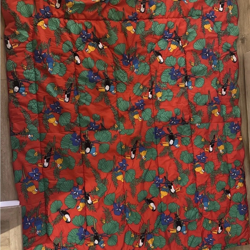 Vintage Coleman Sleeping Bag With Toucan Birds Jungle Theme Green Leaf (Red) - Picture 8 of 9